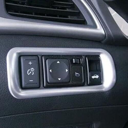 For Tiida 2016 Chrome Front Fog Head Light Lamp Adjust Switch Button Control Cover Trim Garnish Molding Frame