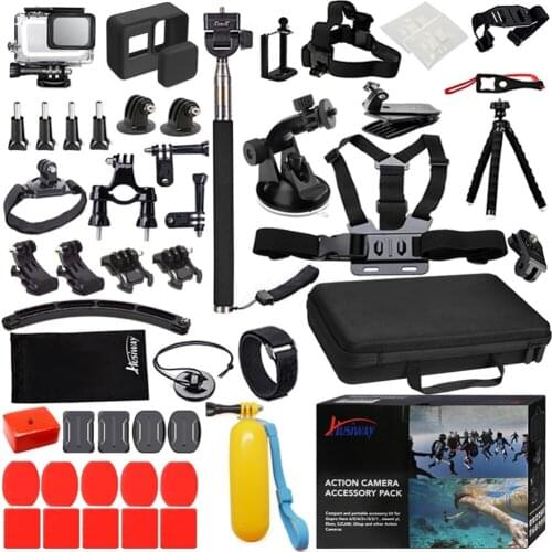 Husiway Accessories Set for Gopro hero 7 6 5 Black Waterproof Housing Silicone Case Screen Lens Protector 57A