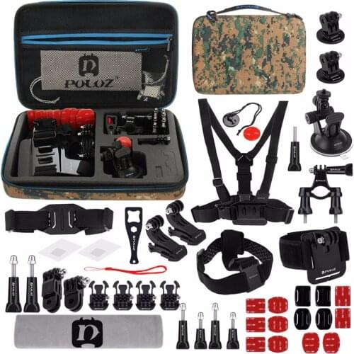 PULUZ 45 in 1 Accessories Combo Kit with Camouflage EVA Case for GoPro HERO7/6 /5 /5 Session /4 Session /4 /3+ /3 /2 /1