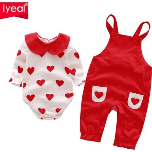 IYEAL Princess Baby Girl Clothing Sets Infant Newborn Baby 2 Pieces Sets (Bodysuit + Overalls) for Kids Toddler Clothes 0-18M