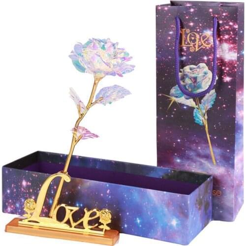 Mother Valentine Day Creative Gift 24K Foil Plated Gold Love Rose Flowers Lasts Forever Wedding Decoration