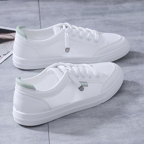 Women Sneakers Womens Vulcanize Shoes Spring Autumn Breathable Flats Solid Color Mesh Shoes Young Woman Casual White Shoes