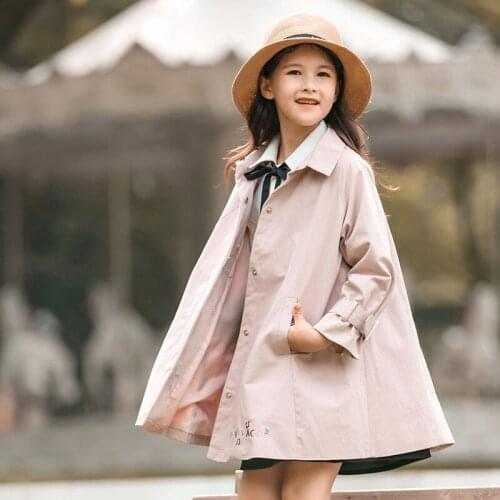 New Brand Spring Autumn Childrens Jackets Fashion Long Sleeve Girls Coat With Detachable Ruffled Hat