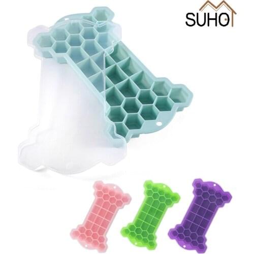 Ice Cube Trays Honeycomb Flexible Silicone Ice Trays with 30 Blocks Trays Spill-Resistant Removable Lids Easy Release Tools
