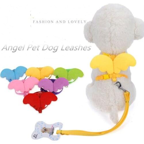 Cute Angel Pet Dog Leashes Puppy Harness Collars Lead Strap Belt for Small Dogs Cats Designer Wing Adjustable Dog Leash