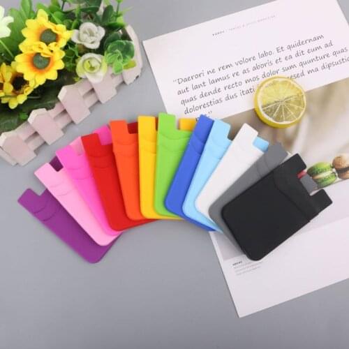 Fashion Adhesive Sticker Back Cover Card Holder Case Pouch For Cell Phone Cards Organizer