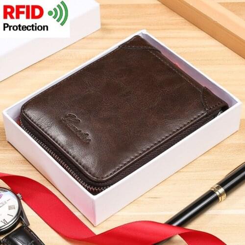RFID Men Wallet 2021 Retro purse Coin Purse Small Money Bag Card Holder High Quality Short Male Purse cartera hombre Male Wallet