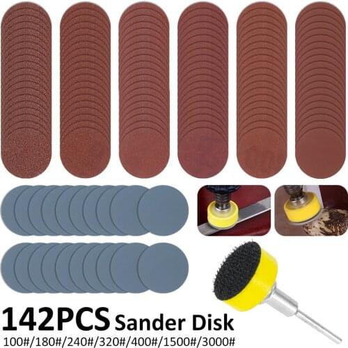 142pcs 1Inch Sanding Discs Pad Sander Disk Kit 100-3000Grit Paper with 1Inch Abrasive Polish Pad Plate+1/4 Inch Shank for Rotary