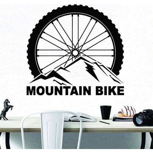 Mountain Bike Wall Decals Extreme Sports Bicycle Wheel Vinyl Self-adhesive Wall Stickers Teen Room Interior Home Decoration Z527