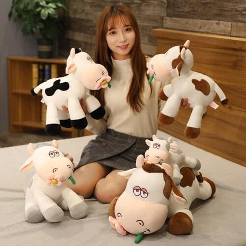 New 25-55CM Cute Soft Cow Cattle Plush Toy Kawaii Stuffed Animals Plush Doll Cartoon Toy Sleeping Pillow Gift for Children