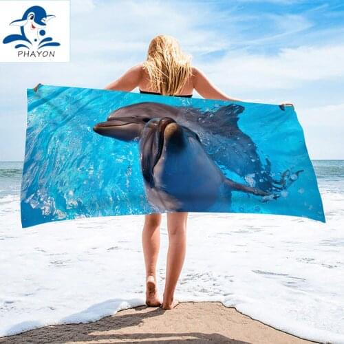 PHAYON Dolphin Beach Towel Quick-dry Microfiber Bath Towels Cushion Ocean Animals Bath Towel Yoga Mat Beach Towel