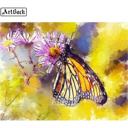 Full square 5d diy diamond painting butterfly flower picture resin diamond mosaic 3d round sticker home decoration gift 20x25cm