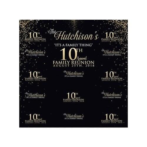 Custom Family Reunion 10th 20th Birthday Sequins Black photo backdrop Computer print party background