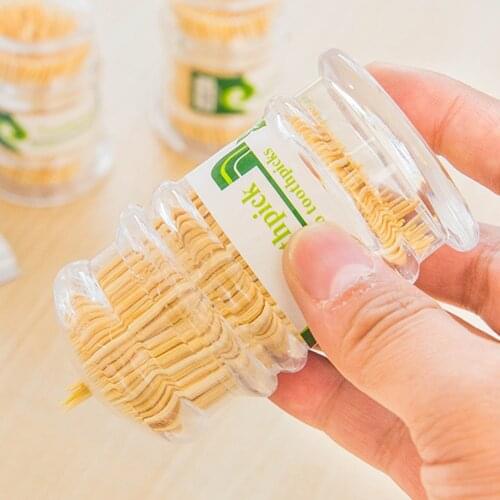 1 Box Portable Toothpick Holder with 250pcs Bamboo Disposable Toothpick Wooden Bamboo Tooth Pick Care