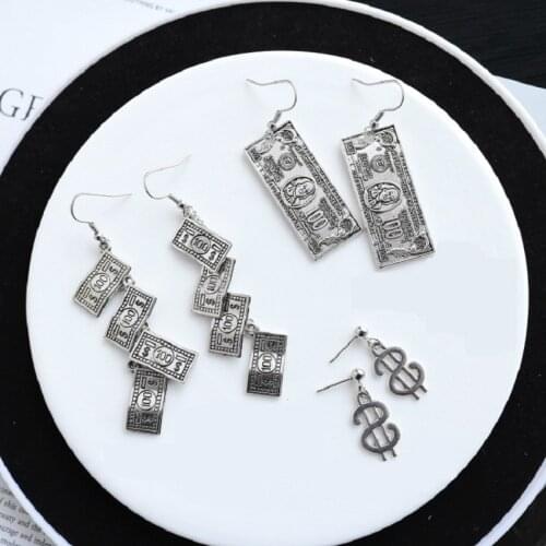 Retro Silver-color Punk Simple Metal Coin Pendant Earrings For Women Hip-hop Creativity Personality Street Pop Ear Jewelry