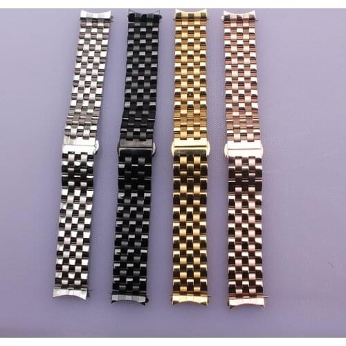 Top Grade Watchbands Silver Black Gold Rosegold Stainless steel Watch band strap bracelet 16mm 18mm 20mm 22mm 24mm Curved ends