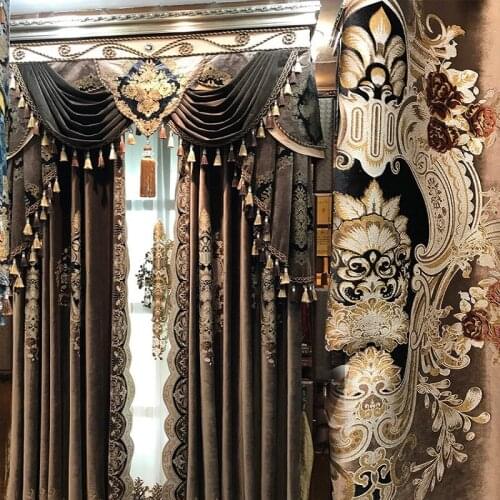 European luxury villa high end living room duplex building coffee color splicing shading bedroom luxurious atmosphere curtain