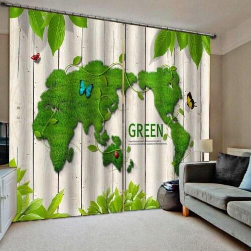Green grass map curtains Luxury Blackout 3D Window Curtains For Living Room Bedroom Customized size 3d curtains