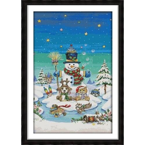 Christmas snowman counted 11CT 14CT Cross Stitch Set DIY DMC Winter scenery Cross-stitch gift Embroidery Needlework Home Decor