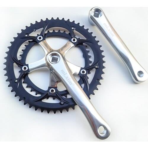 Alumniun Alloy Crankset Road Bicycle 163mm Crank 6-10Speed BMX Folding Bike Cranksets 130BCD 39-53T Chainwheel Double Chainring