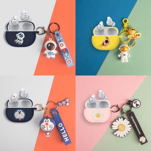 Silicone Earphone Case Protective Cover For Beats Studio Buds Earphone Anti-shock earphone Accessory with Astronaut keychain