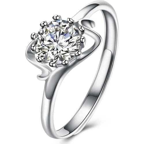 SILVERHOO 925 Sterling Silver Rings For Women 5A Clear Cubic Zircon Size Adjustable Fashion Ring Anniversary Jewelry Trend 2021