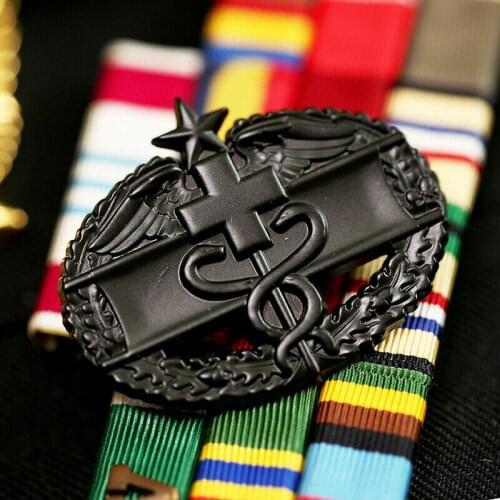 US Army 2ND AWARD COMBAT MEDICAL Badge Insignia Pin BLACK