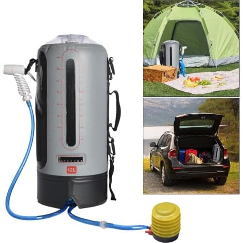 Solar Shower Bathing Bag Solar Energy Water Bag 12L Outdoor Camping Travelling Easy Carrying Portable Shower for Camp