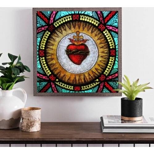 Sacred Heart Stained Glass Wall Art Canvas Decorative Painting Wall Poster and Print Wall Art Picture for Living Room Home Decor