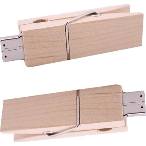 Usb Stick 100% Real Capacity Wooden Clip Usb Flash Drive Funny PenDrive 64gb 32gb 4GB Pendrive Memory Stick U Disk Classic Gitf