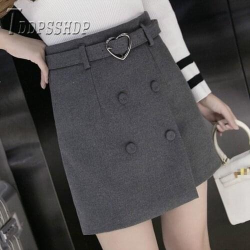 2019 Autumn Winter Korean Women Woolen Skirt High Waist A Line Female Skirts