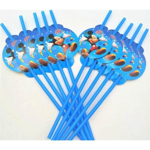 10pcs/bag Mickey Mouse Party Supplies Drinking Straws kids Birthday Decoration Baby Shower For Kids Boys birthday party supplies