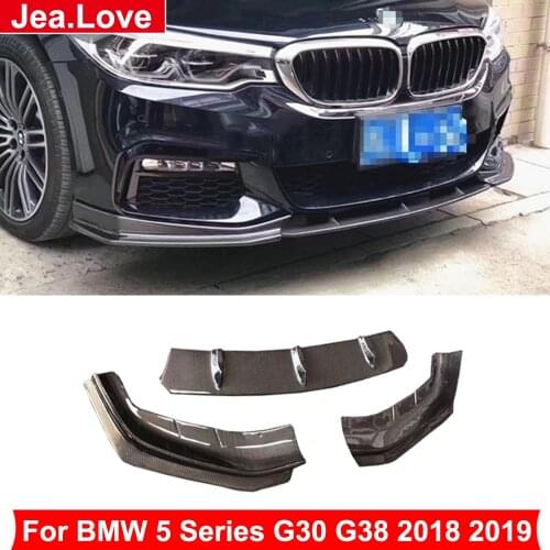 3 pcs Front Real Carbon Fiber Bumper Shovel Lip For BMW 5 Series G30 G38 2018 2019