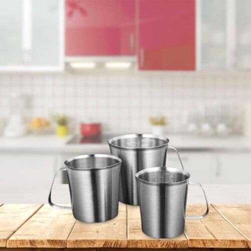 304 Thick Stainless Steel Measuring Cup With Scale Kitchen Baking Tea Large Capacity Measuring Frothing Art Jug Pitcher Mug Cup