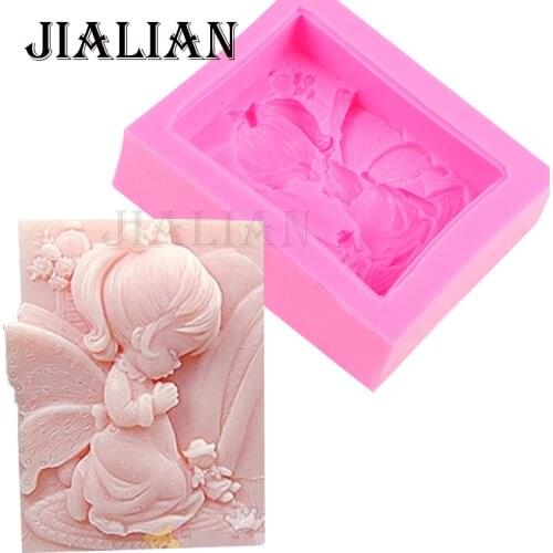 3D angel girl praying Handmade soap mould chocolate cake decorating tools DIY baking fondant silicone mold T0445