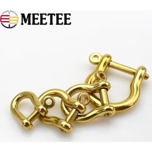 MEETEE 5pcs D Ring Pure Copper Key Buckle 6/7/9/15mm Brass Bag Connector Decoration Luggage DIY Leather Craft Accessory F1-46