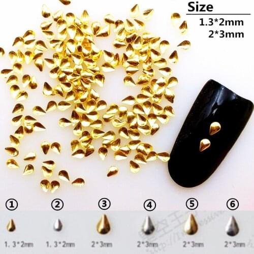 500Pcs/Lot Gold Silver Drop Rivets Studs Metal Alloy Nail Art Decorations 3D DIY Nail Stickers/Charms