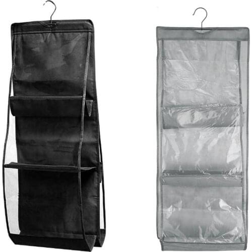 6 Pocket Clear Sundry Bag 2 Sides Hanging Organizer Wardrobe Clear Storage Package Door Wall Kitchen Transparent Shoe Bag