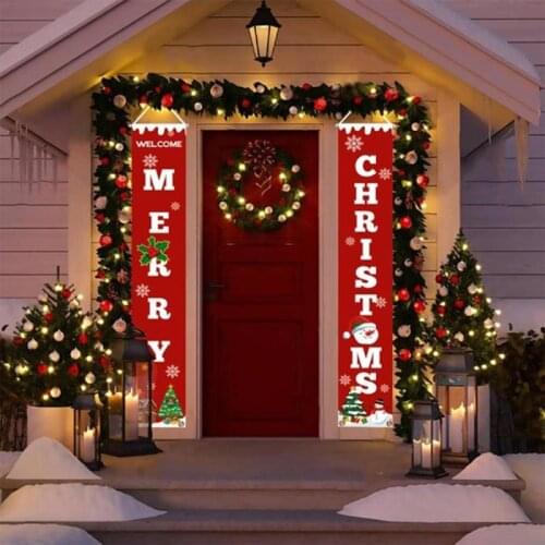 600 Oxford Cloth Christmas Porch Banner Outdoor Indoor Door Banner New Year Christmas Holiday Party Hanging Pendant Home Decor