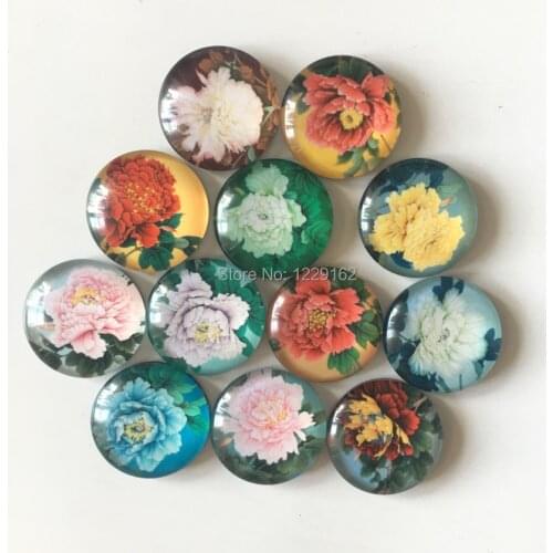 Free shipping (12pcs/lot) Lovely Peony Fridge Magnet for gift Retro Flower message sticker Kitchen home Decoration