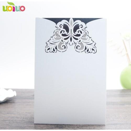 Free shipping 50set inc112 pure white European wedding invitation card laser cut paper card