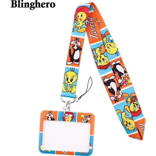 CB678 Funny Cat Cartoon Lanyards ID Badge Holder Keychain ID Card Passport Gym Mobile Badge Holder Lanyard Key Holder