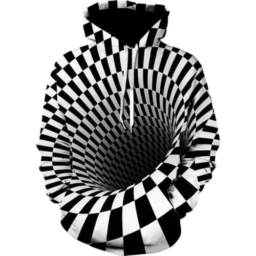 Black and white whirlpool 3D autumn mens sweatshirt ladies hooded jacket hooded men 3D hoodie hip-hop clothes