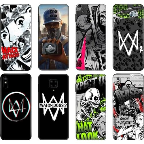 Black tpu Case For Xiaomi Redmi 7A 8 8A 9 9A 9C Case Redmi Note 8T 8 Pro T Note 9 9S 9 Pro Case Watch Dogs 2 Dedsec
