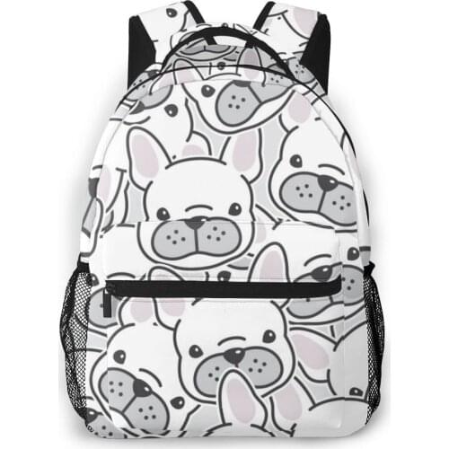 OLN Children Backpacks School Bag For Boys French Bulldog Puppy Face Dog Head Pattern Teenagers Schoolbag Student Bookbags