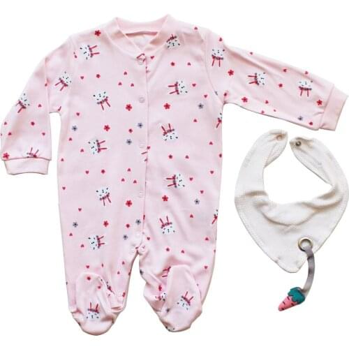 Rabbit Pattern Scarf Baby Jumpsuit-Pink