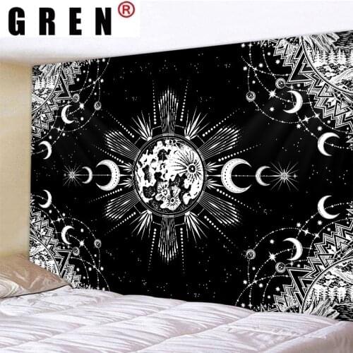 GREN Tapestry Moon Mandala Wall Hanging Fabric Mural Background Cloth Wall Rugs Towel Beach Blanket Dorm Living Home Decor