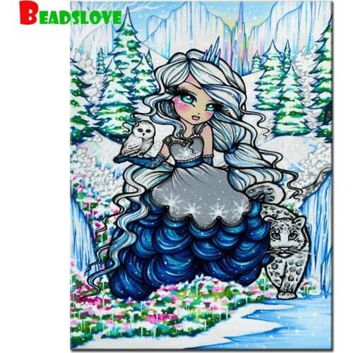 Puzzle diamond painting Snow princess girl diamond embroidery sale 5 d diy full square round drills art mosaic Diamonds ,B97