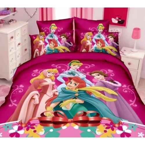 Disney Princess Sophia Belle Princess Elsa Series Patterned Bedding Set Down Duvet Cover Pillowcase Children Bedroom Decoration