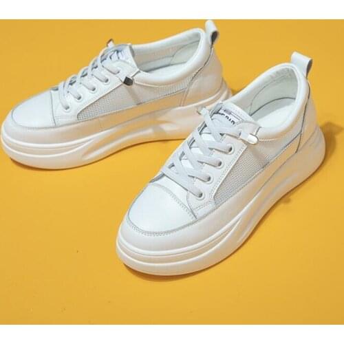 Fashion Sneakers Women Mesh Shoes Flat Platform Ladies Casual Shoes White Sneakers Lace-Up Flats Female Vulcanized Shoes